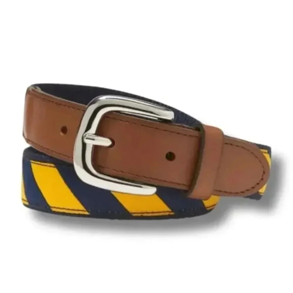 NEW JANIE AND JACK Leather Striped Belt Gold Stripe